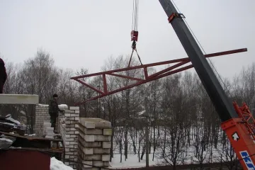 Монтаж фермы перекрытия
